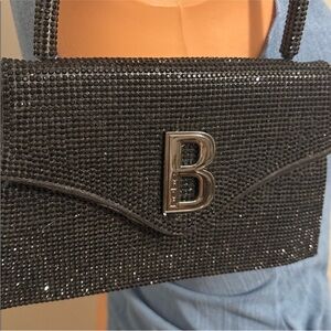 bebe Sparkling Black Rhinestone Clutch